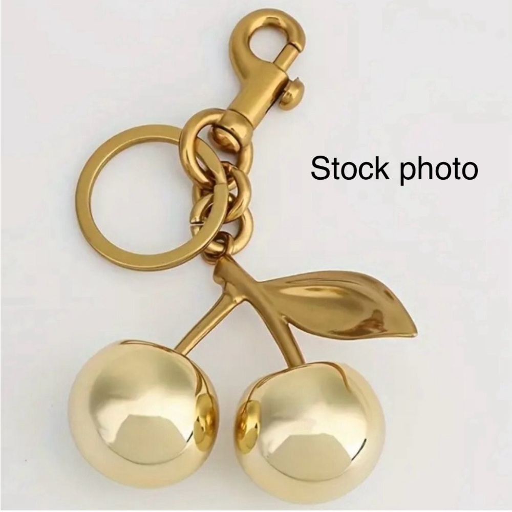 Gold Cherries Bag Charm Key Chain High Quality Brass Hardware